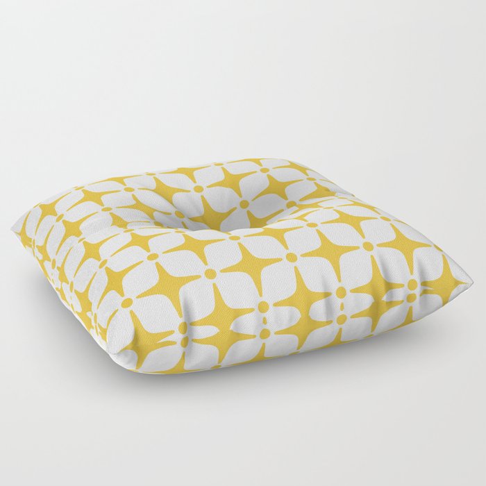 Mid Century Modern Star Pattern Yellow Floor Pillow