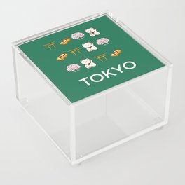 Tokyo Retro Art Vacations Boho Decor Modern Decor Green Illustration Acrylic Box