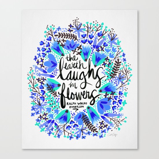 The Earth Laughs in Flowers – Turquoise & Blue Canvas Print