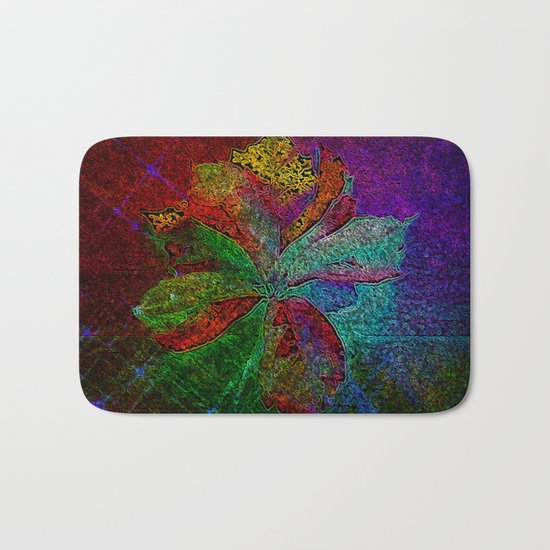 Abstract fall leaves in multicolor palette Bath Mat