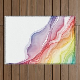 Rainbow Ripples - Alcohol Ink Abstract Outdoor Rug