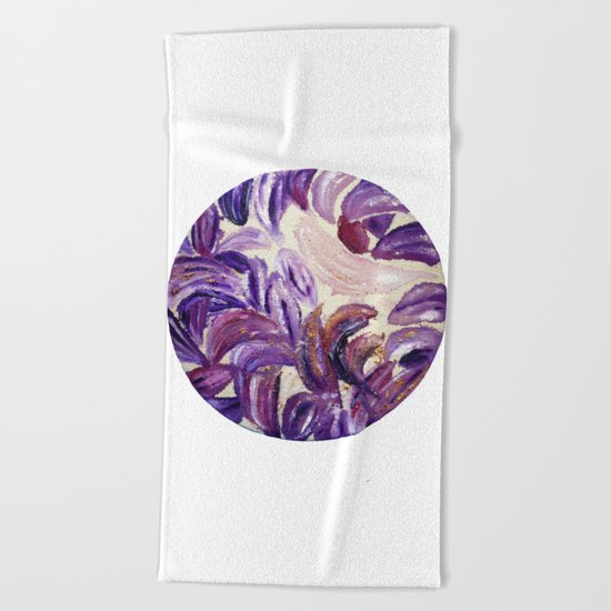 Purple Leaves with Gold Flakes Beach Towel