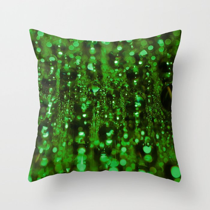 Green Fractal Throw Pillow