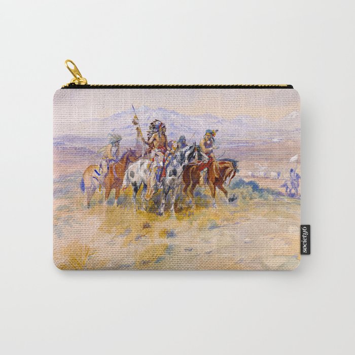 Intercepted Wagon Train, 1898 by Charles Marion Russell Carry-All Pouch