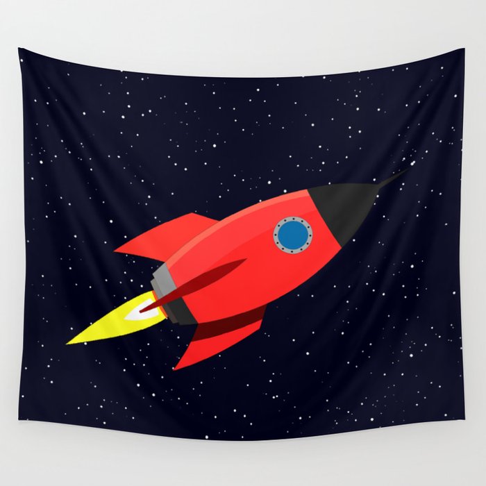 Rocket in space Wall Tapestry