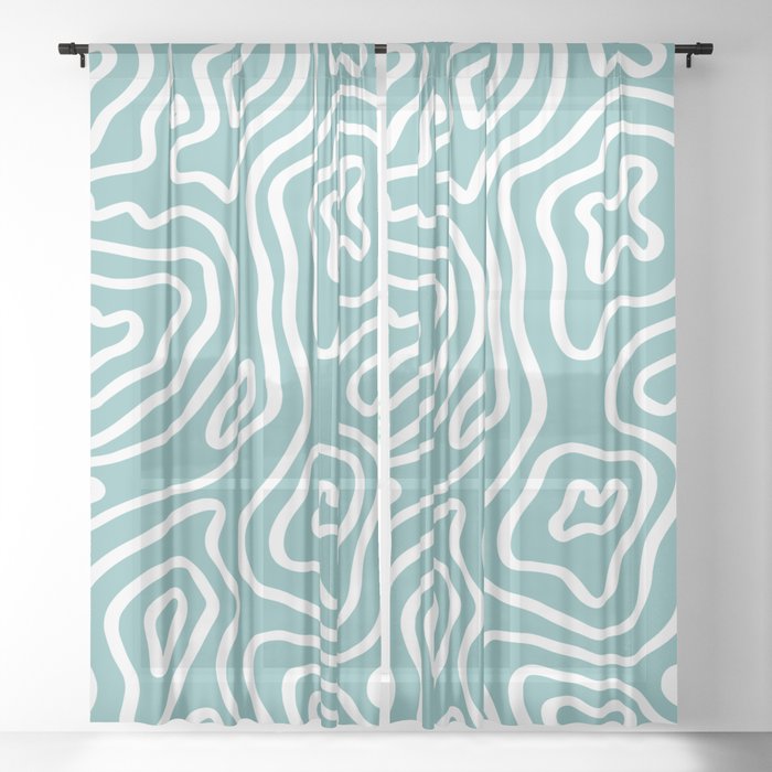 Topographic Abstract | Turquoise Sheer Curtain