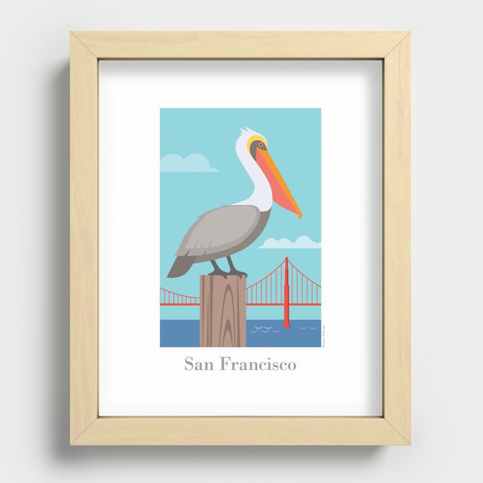 San Francisco: Brown Pelican Recessed Framed Print
