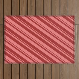 [ Thumbnail: Light Coral & Brown Colored Lined/Striped Pattern Outdoor Rug ]
