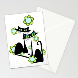 MCM Atomic Cats Flower Power Stationery Cards