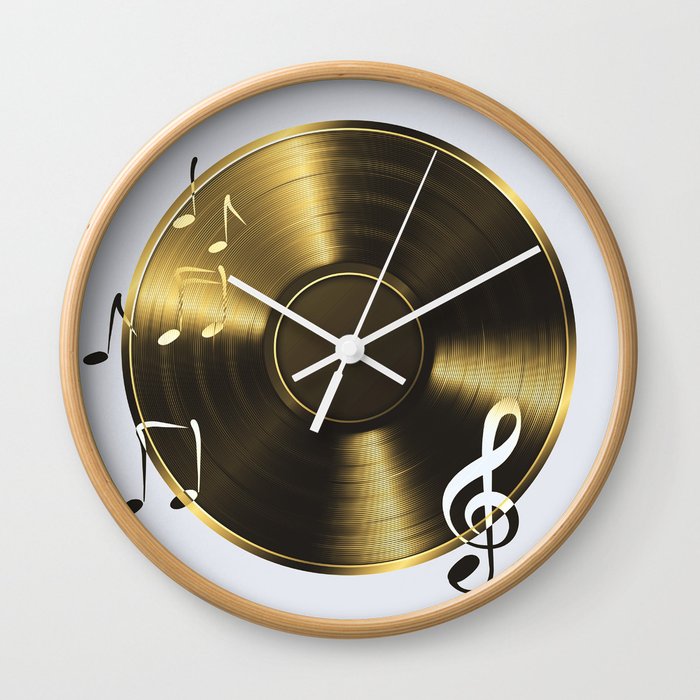 Gold LP Vinyl Record Wall Clock