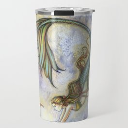 Deep Sea Moon Fantasy Mermaid Art Illustration by Molly Harrison Travel Mug | Pop Surrealism, Illustration, Painting 