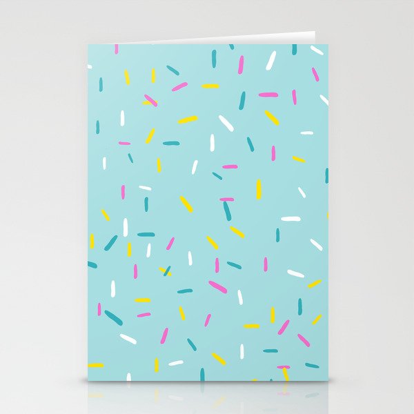 Rainbow Sprinkles Jimmies 90s Confetti on Teal Blue Background Stationery Cards