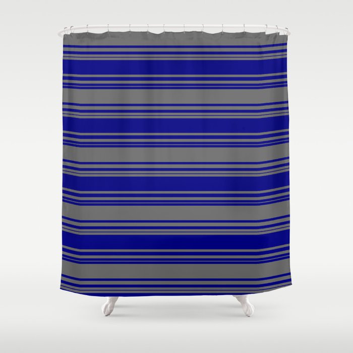 Blue and Dim Grey Colored Stripes Pattern Shower Curtain