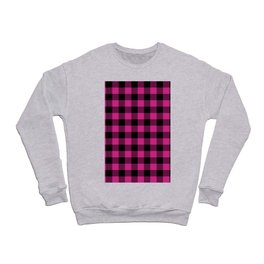 Pink and Black Gingham Check Crewneck Sweatshirt