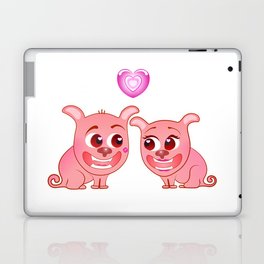 Two Pugs in Love on a Romantic Date.  Laptop Skin