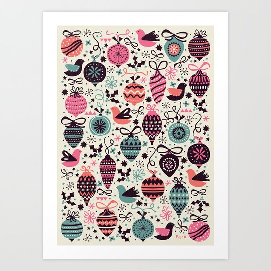 Birds and Baubles Art Print