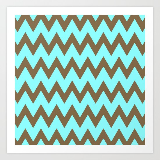 Mocha Mint Frappuccino Chevron Art Print