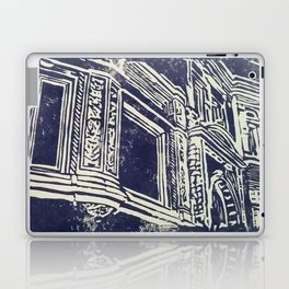 victorian house facade detail linocut print Laptop & iPad Skin
