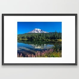 Reflection Lake, Mt. Rainier, Mountain, Scenic, Lake, Reflection Framed Art Print
