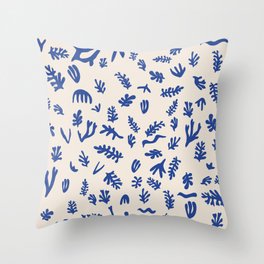 Matisse seaweed Blue Throw Pillow