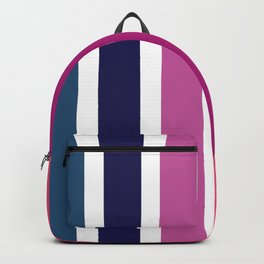 Shana - Blue Purple Pink Colourful Minimalistic Retro Stripe Art Design Pattern Backpack