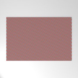 [ Thumbnail: Turquoise and Red Colored Pattern of Stripes Welcome Mat ]