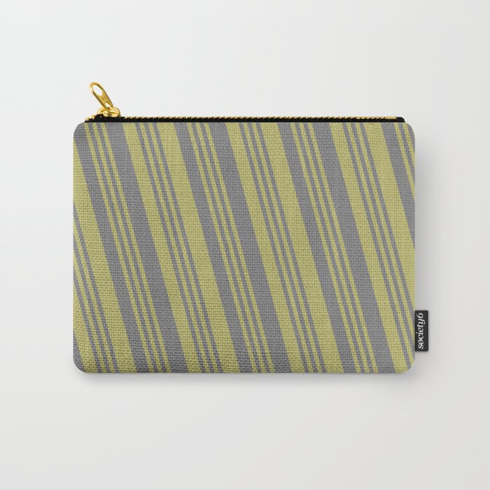 Gray and Dark Khaki Colored Lines Pattern Carry-All Pouch