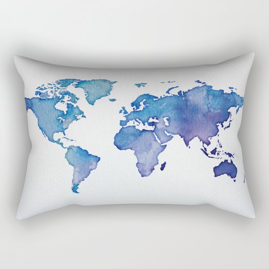 Blue World Map 02 Rectangular Pillow