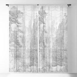 China Mural - Black & White Sheer Curtain