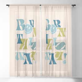 Born this way with a smiley face - Blue & Green Sheer Curtain