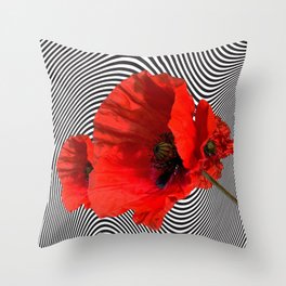 Op Art Poppies Throw Pillow