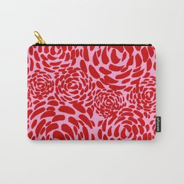 Rose Motif in Red / Hand Painted Design / Large Flower Pattern /  Carry-All Pouch
