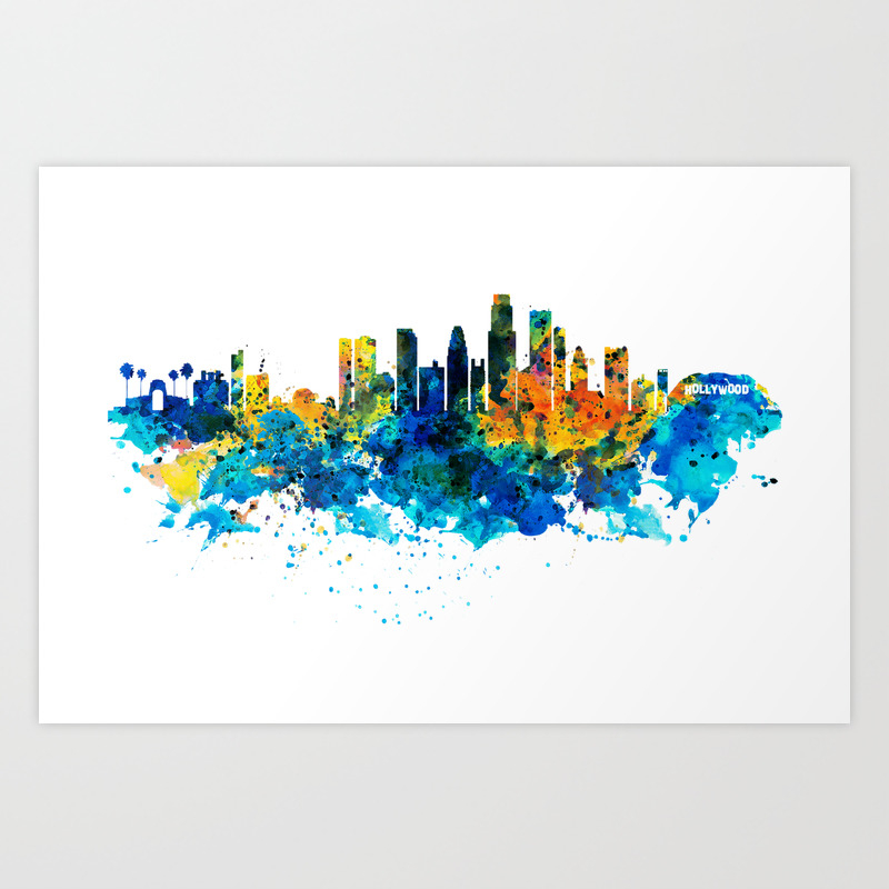 Los Angeles Skyline Art Print By Marianvoicu Society6