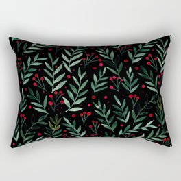 Festive watercolor branches - black, red and green Rectangular Pillow