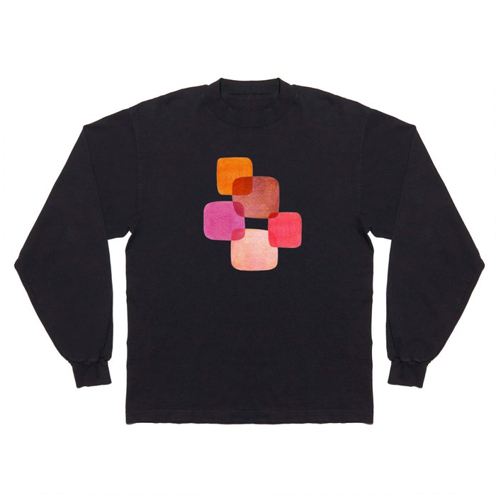 Modern Abstract Squares - Warm Color Palette  Long Sleeve T Shirt