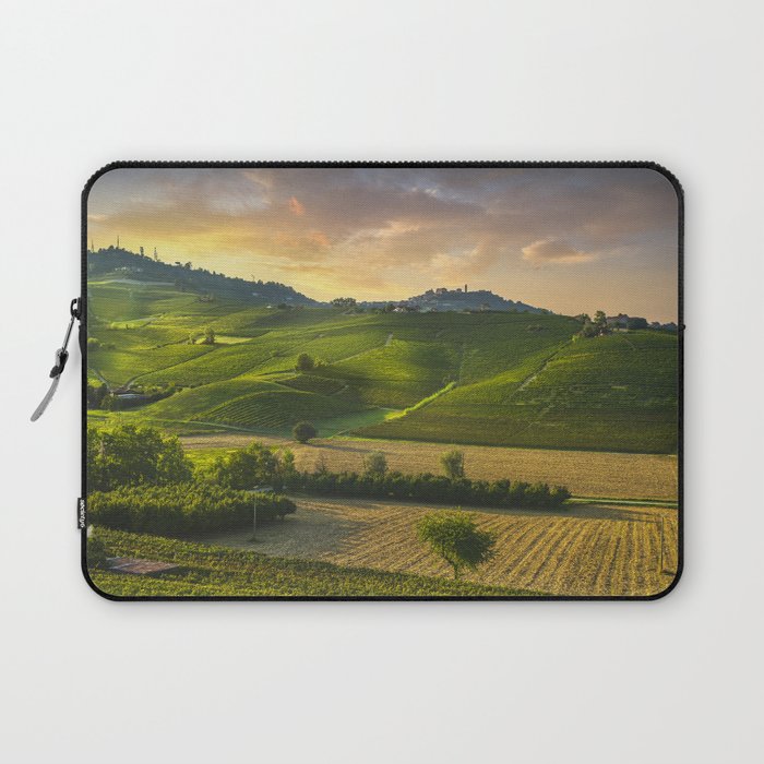 Langhe landscape. Hills and Barolo vineyards Laptop Sleeve