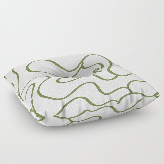 Minimalist green line flower Floor Pillow