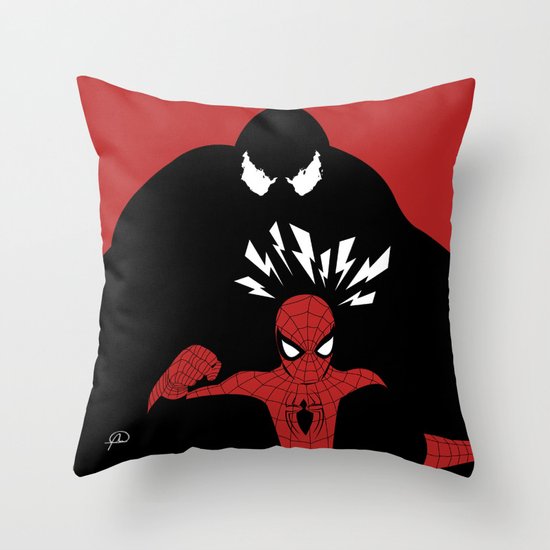 Spiderman (Amazing) vs Venom Throw Pillow