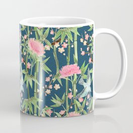 Bamboo, Birds and Blossom - dark teal Coffee Mug
