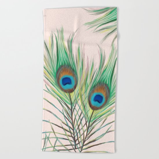 Unique Peacock Feathers Pattern Beach Towel