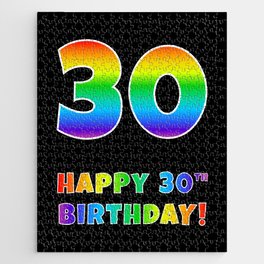 [ Thumbnail: HAPPY 30TH BIRTHDAY - Multicolored Rainbow Spectrum Gradient Jigsaw Puzzle ]