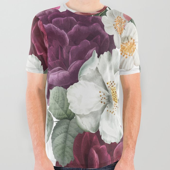 Watercolor Flowers 6 All Over Graphic Tee