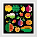 Fruit Medley Black Art Print by christopherdina | Society6