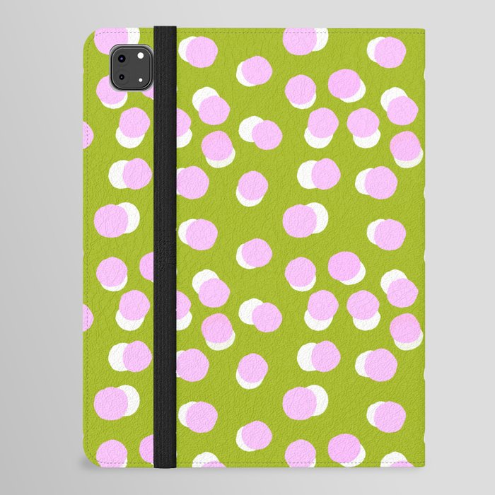 Pastel Pink On Green Modern Abstract Dots iPad Folio Case