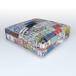 State License Plate Collage Outdoor Floor Cushion