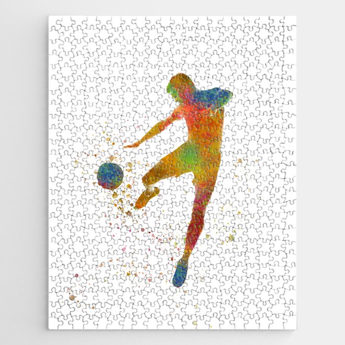 Soccer player in watercolor Jigsaw Puzzle