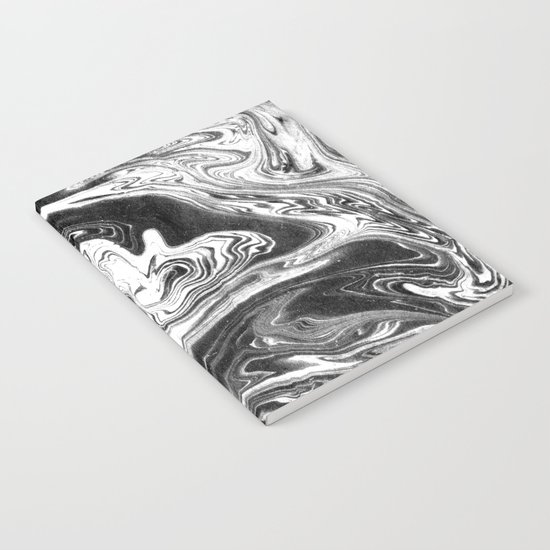Mishiko - spilled ink abstract marble painting black and white minimal modern marbled paper water Notebook