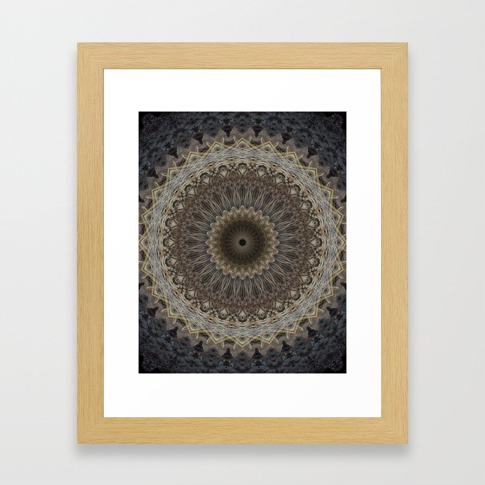 Mandala in warm brown and gray tones Framed Art Print
