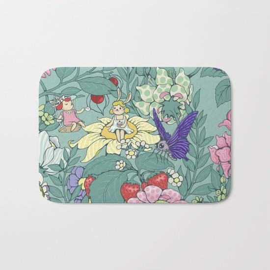 Garden party - mint tea version Bath Mat
