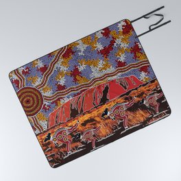 Uluru (Ayers Rock) Authentic Aboriginal Art Picnic Blanket